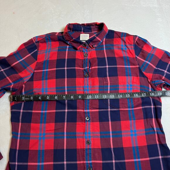 J. Crew Women's Perfect Fit Plaid Button Up Shirt Size Medium Petite Colorful - Picture 7 of 8